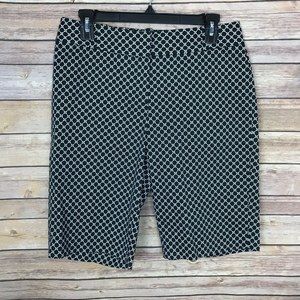 Talbots 4 Black Printed Mid Rise Bermuda Short B55